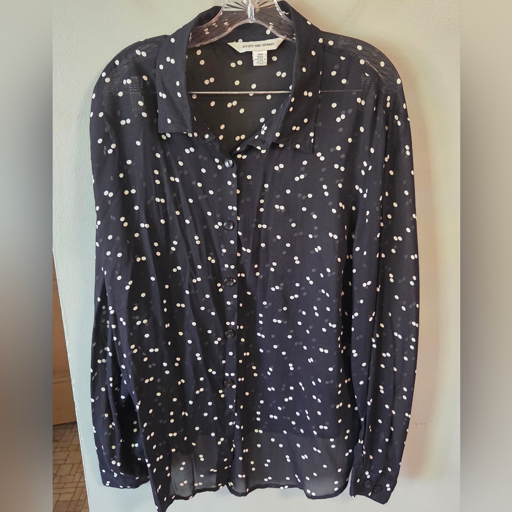 August Max Black and White Polka Dot Blouse
